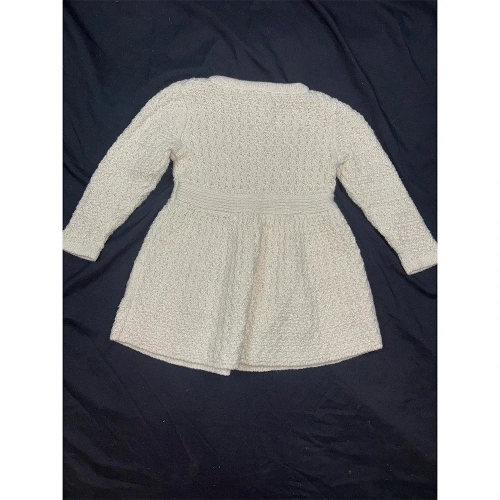 Catherine Malandrino Mini Baby Girl Sweater Dress Ivory Metallic 12M metallic